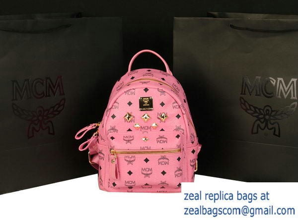 High Quality Replica MCM Stark Backpack Medium in Calf Leather 8003 Pink